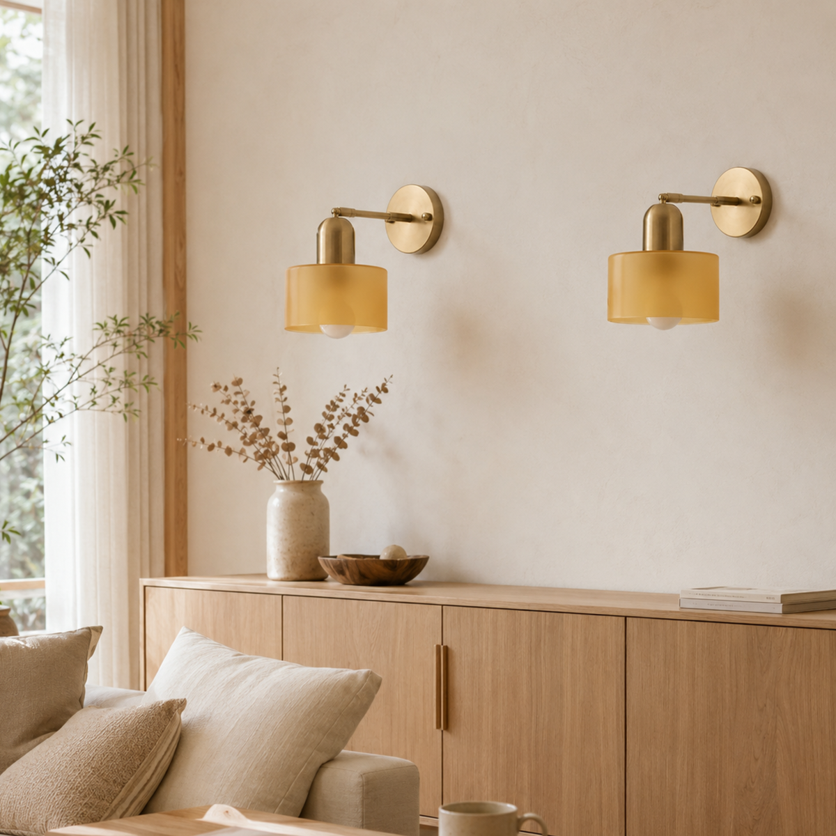 Moderne Bauhaus Wandleuchte Buntglas – Glas Wandlampe Wohnzimmer & Flur