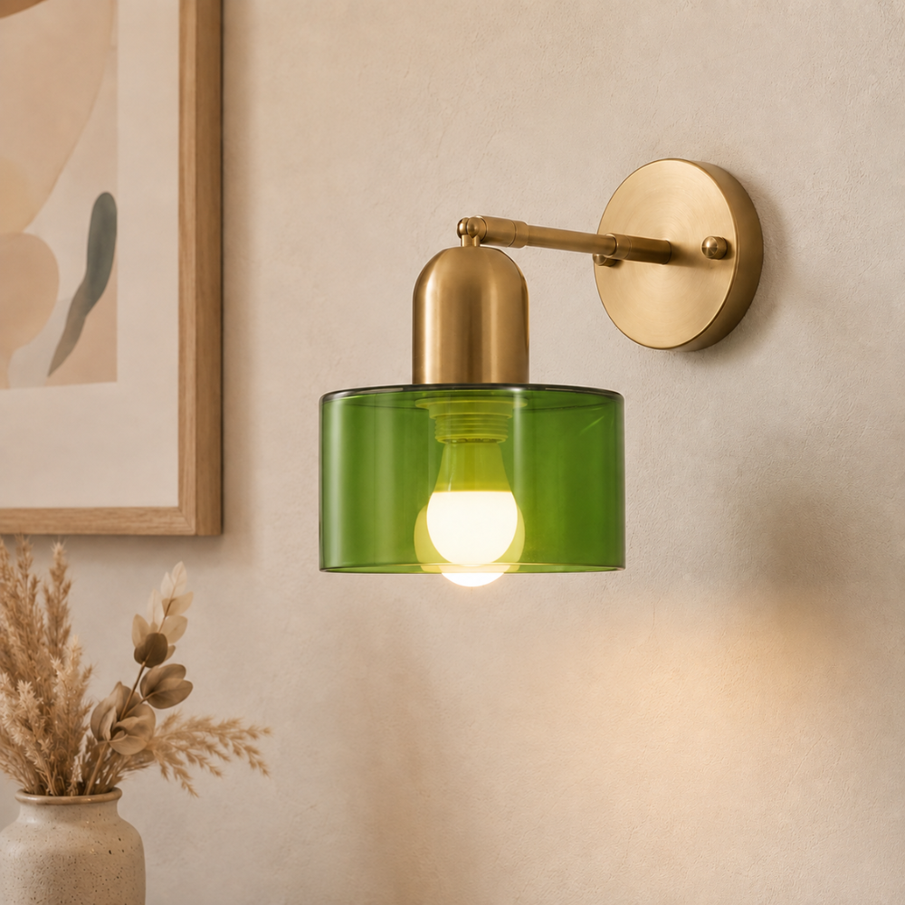 Moderne Bauhaus Wandleuchte Buntglas – Glas Wandlampe Wohnzimmer & Flur