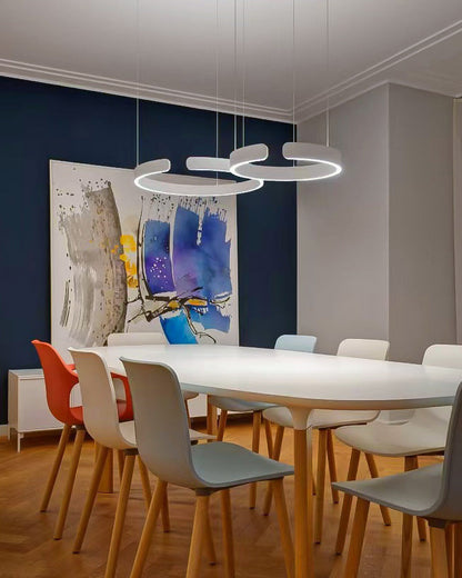 Manial. LED Kronleuchter Modern Schwarz Gold – Ring Pendelleuchte