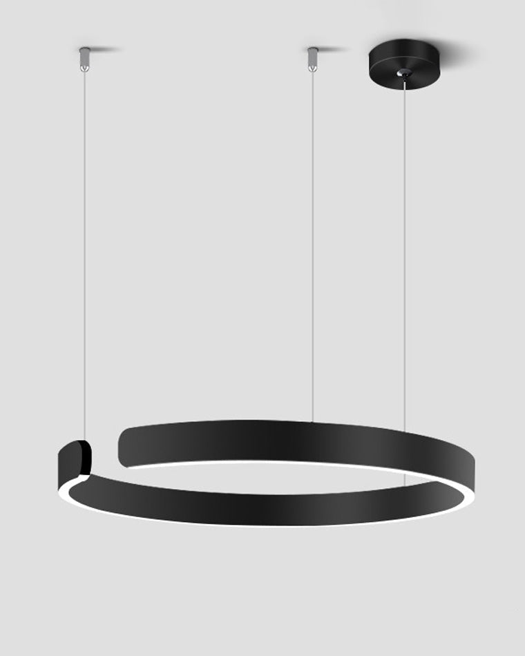Manial. LED Kronleuchter Modern Schwarz Gold – Ring Pendelleuchte
