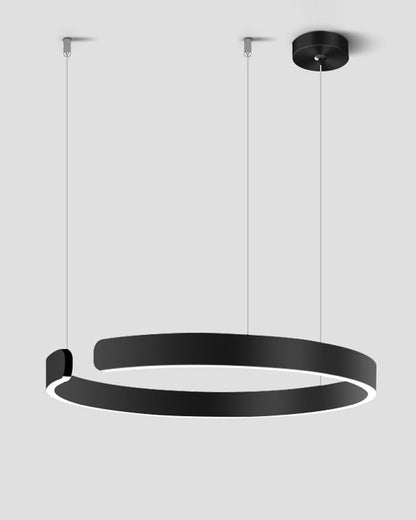 Manial. LED Kronleuchter Modern Schwarz Gold – Ring Pendelleuchte