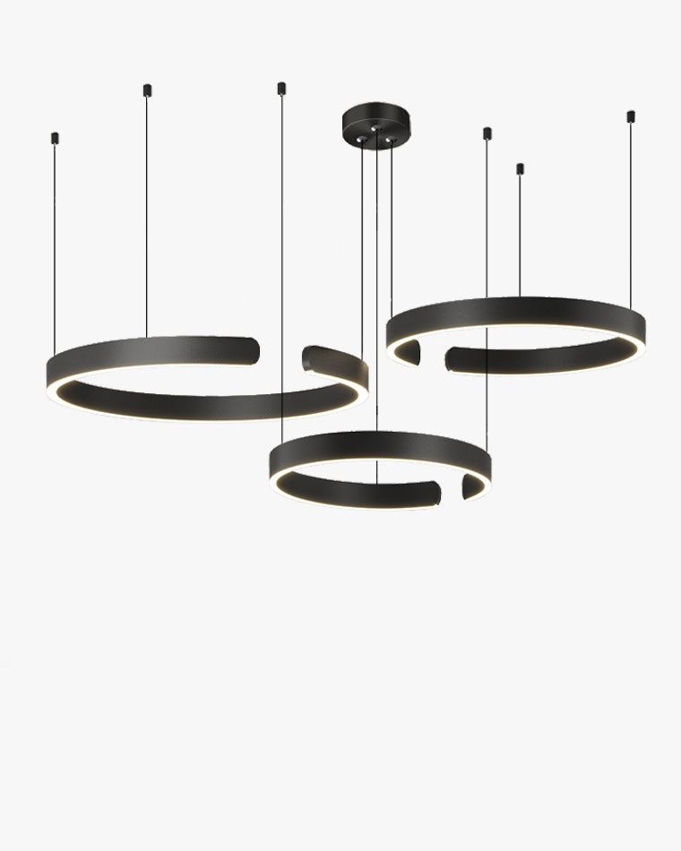 Manial. LED Kronleuchter Modern Schwarz Gold – Ring Pendelleuchte