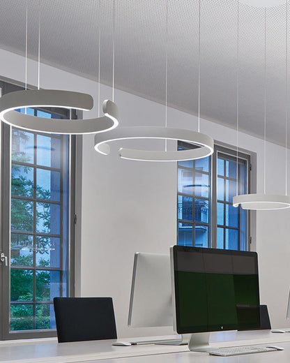 Manial. LED Kronleuchter Modern Schwarz Gold – Ring Pendelleuchte