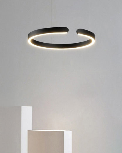 Manial. LED Kronleuchter Modern Schwarz Gold – Ring Pendelleuchte
