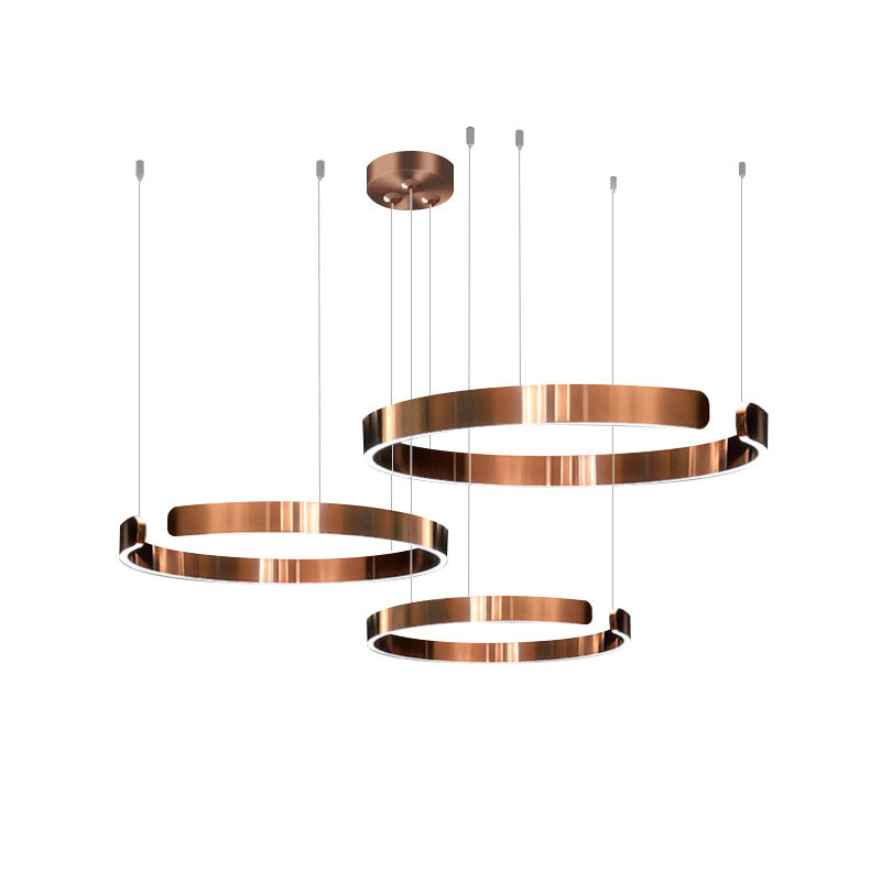 Manial. LED Kronleuchter Modern Schwarz Gold – Ring Pendelleuchte