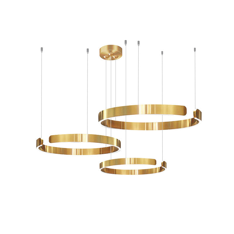 Manial. LED Kronleuchter Modern Schwarz Gold – Ring Pendelleuchte