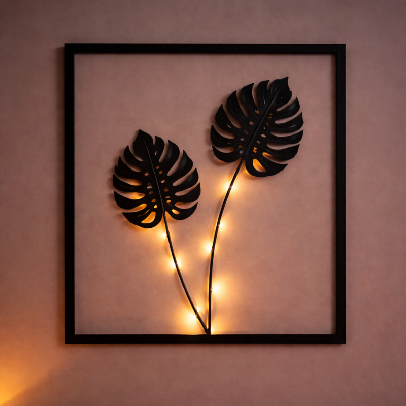 LED Rahmenlampe RGB Farbwechsel – Moderne Wandleuchte & Tischleuchte Blatt Design