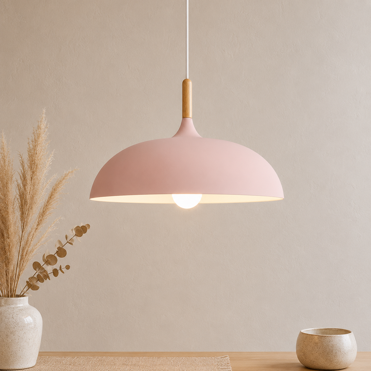 LED Pendelleuchte Holz & Aluminium – Moderne Hängelampe Esstisch