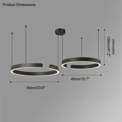 Manial. LED Kronleuchter Modern Schwarz Gold – Ring Pendelleuchte