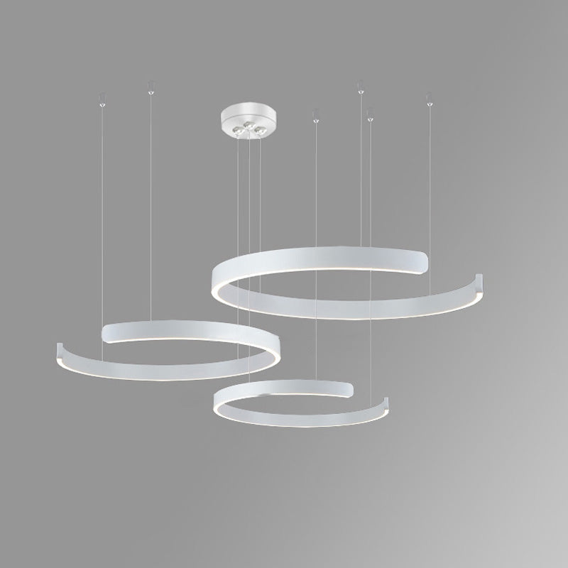 Manial. LED Kronleuchter Modern Schwarz Gold – Ring Pendelleuchte