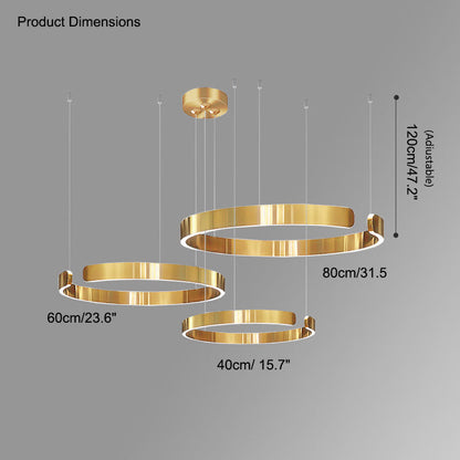 Manial. LED Kronleuchter Modern Schwarz Gold – Ring Pendelleuchte
