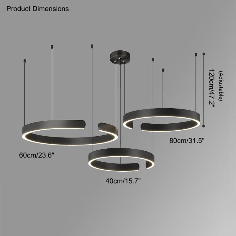 Manial. LED Kronleuchter Modern Schwarz Gold – Ring Pendelleuchte