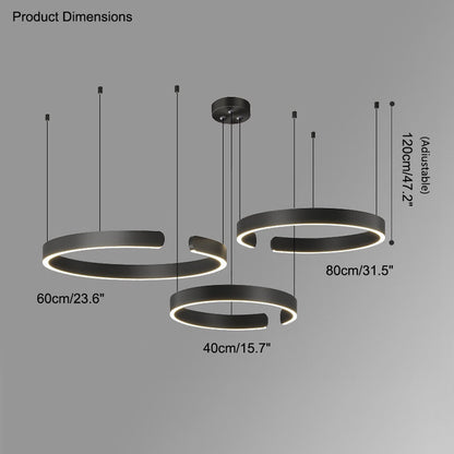 Manial. LED Kronleuchter Modern Schwarz Gold – Ring Pendelleuchte