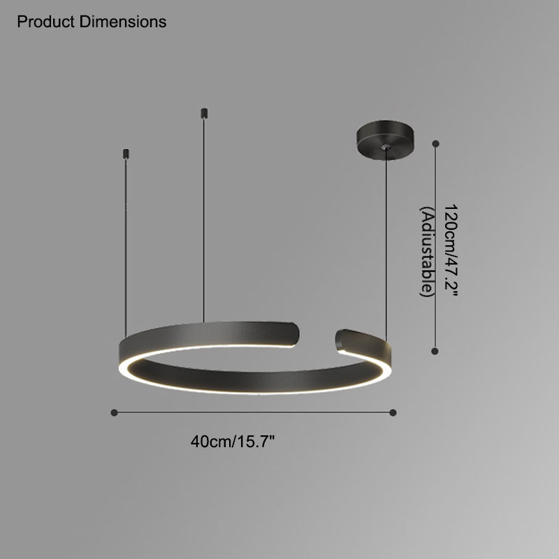 Manial. LED Kronleuchter Modern Schwarz Gold – Ring Pendelleuchte