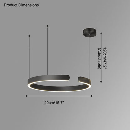 Manial. LED Kronleuchter Modern Schwarz Gold – Ring Pendelleuchte