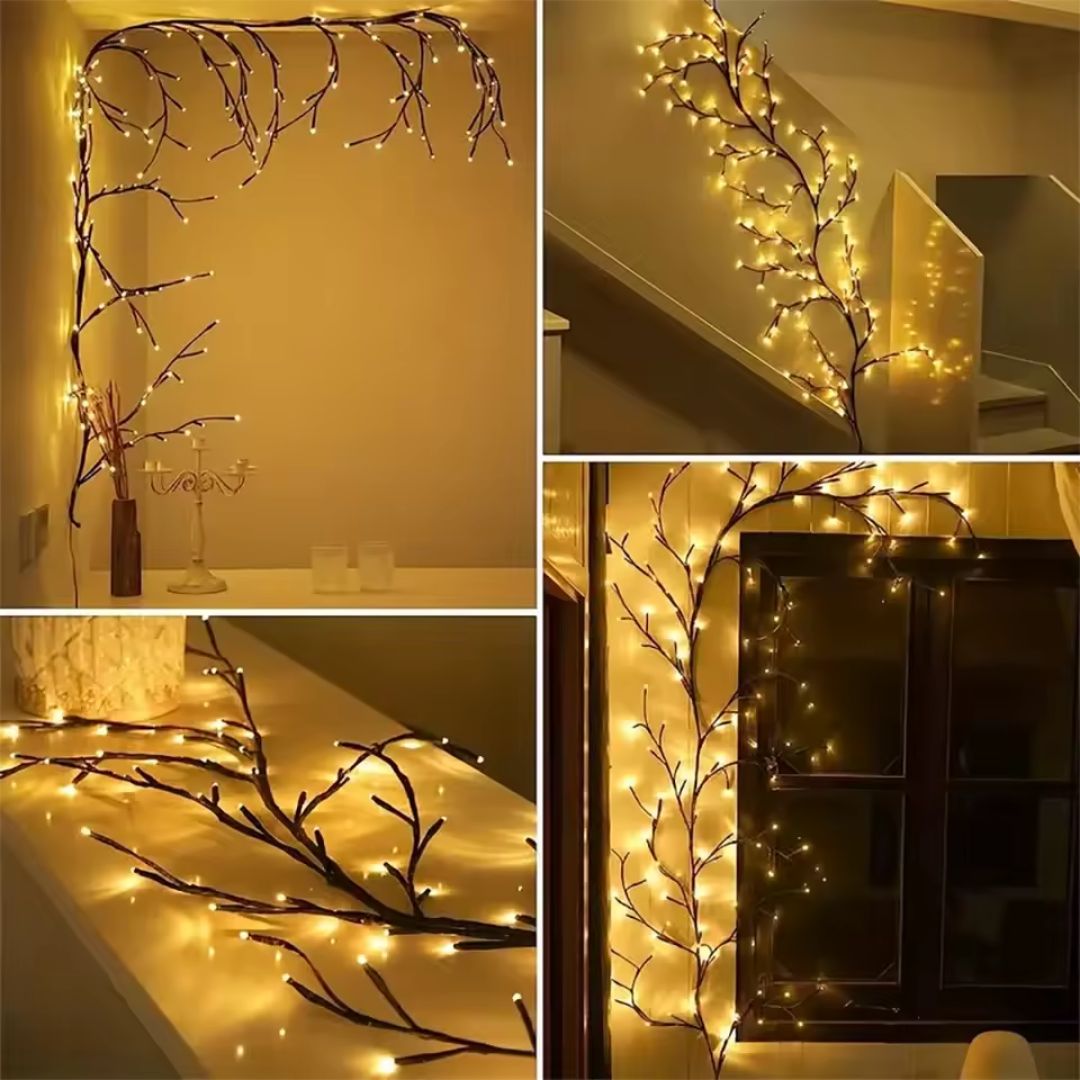 LED Weidenreben Lichterkette – Biegsame Zweige Wanddeko USB mit Fernbedienung