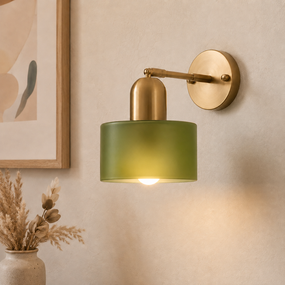 Moderne Bauhaus Wandleuchte Buntglas – Glas Wandlampe Wohnzimmer & Flur