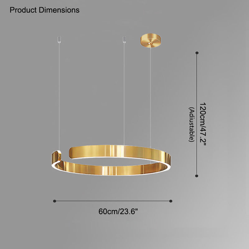 Manial. LED Kronleuchter Modern Schwarz Gold – Ring Pendelleuchte