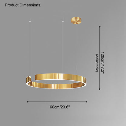 Manial. LED Kronleuchter Modern Schwarz Gold – Ring Pendelleuchte