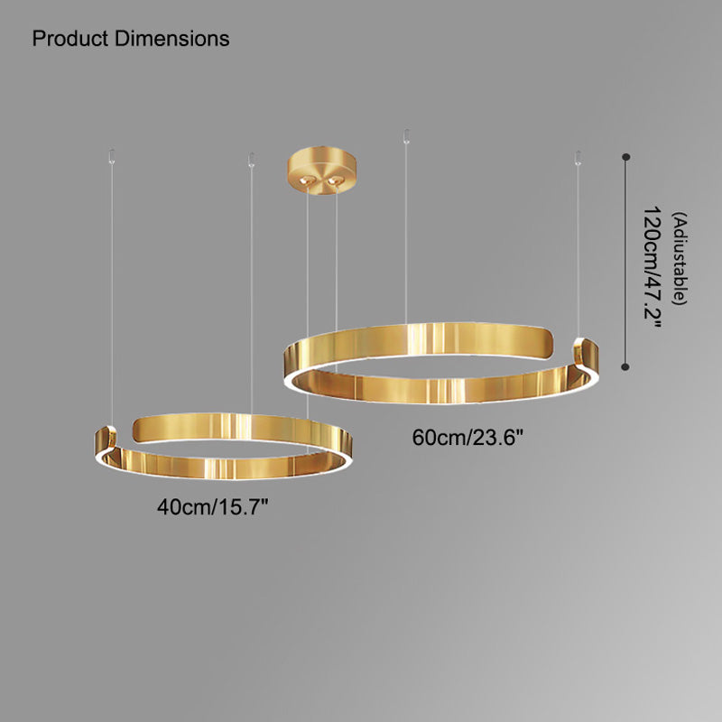 Manial. LED Kronleuchter Modern Schwarz Gold – Ring Pendelleuchte