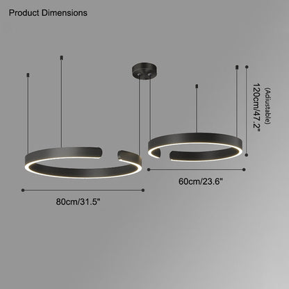 Manial. LED Kronleuchter Modern Schwarz Gold – Ring Pendelleuchte