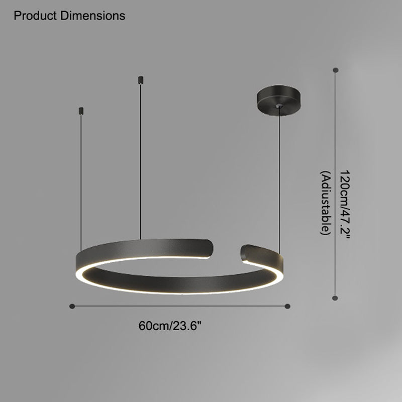 Manial. LED Kronleuchter Modern Schwarz Gold – Ring Pendelleuchte