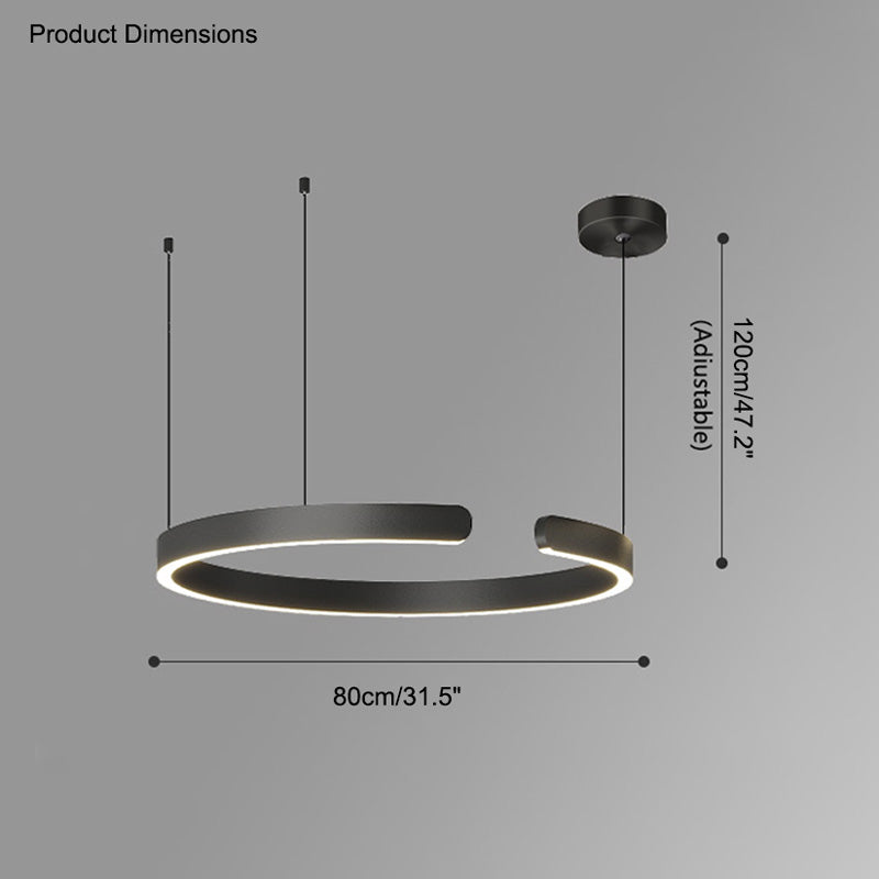 Manial. LED Kronleuchter Modern Schwarz Gold – Ring Pendelleuchte