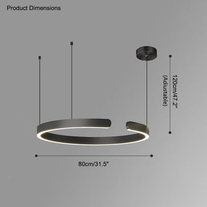 Manial. LED Kronleuchter Modern Schwarz Gold – Ring Pendelleuchte