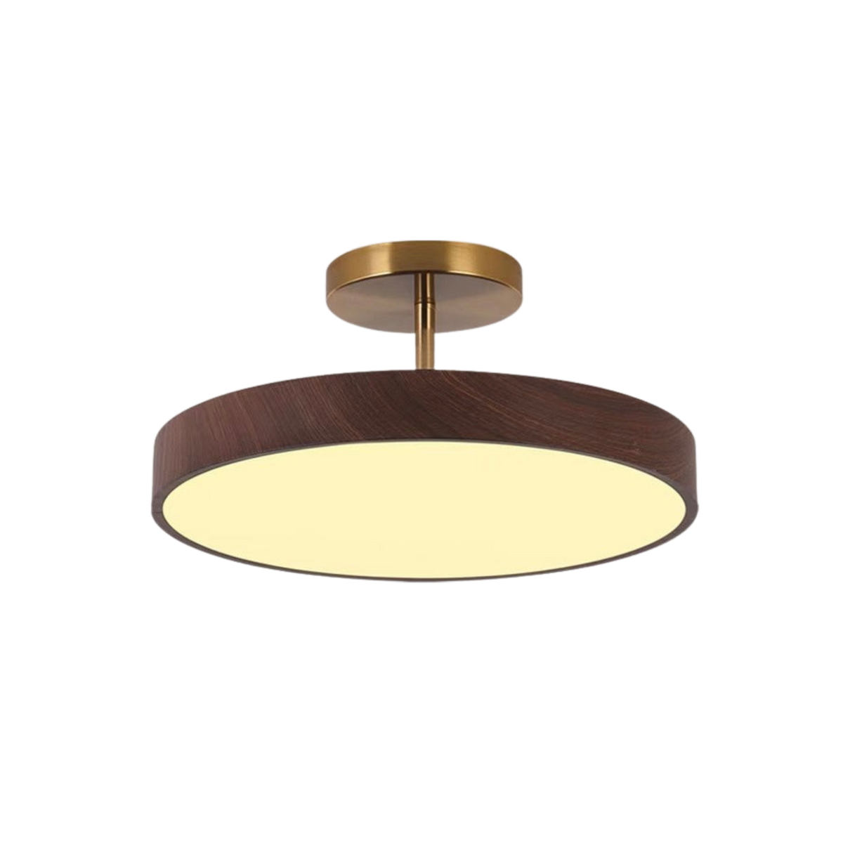 Skandinavische LED Deckenleuchte Holzoptik – Deckenlampe Wohnzimmer Gold