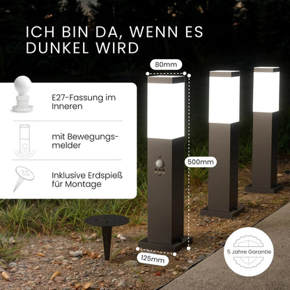 LED Wegeleuchte TAVO mit Bewegungsmelder – Moderne Gartenleuchte