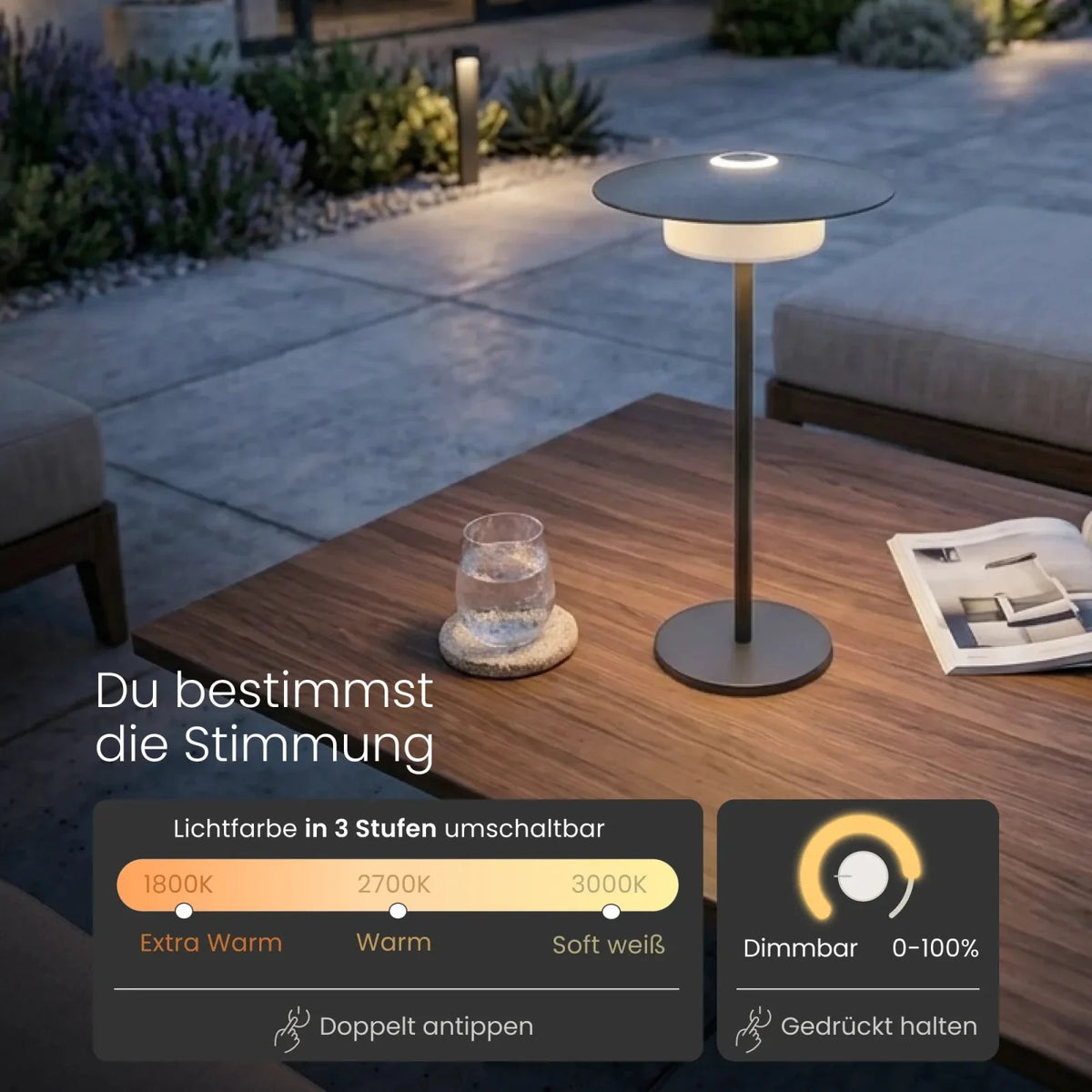 LED Nachttischlampe Dimmbar Touch – Moderne Tischleuchte Schlafzimmer