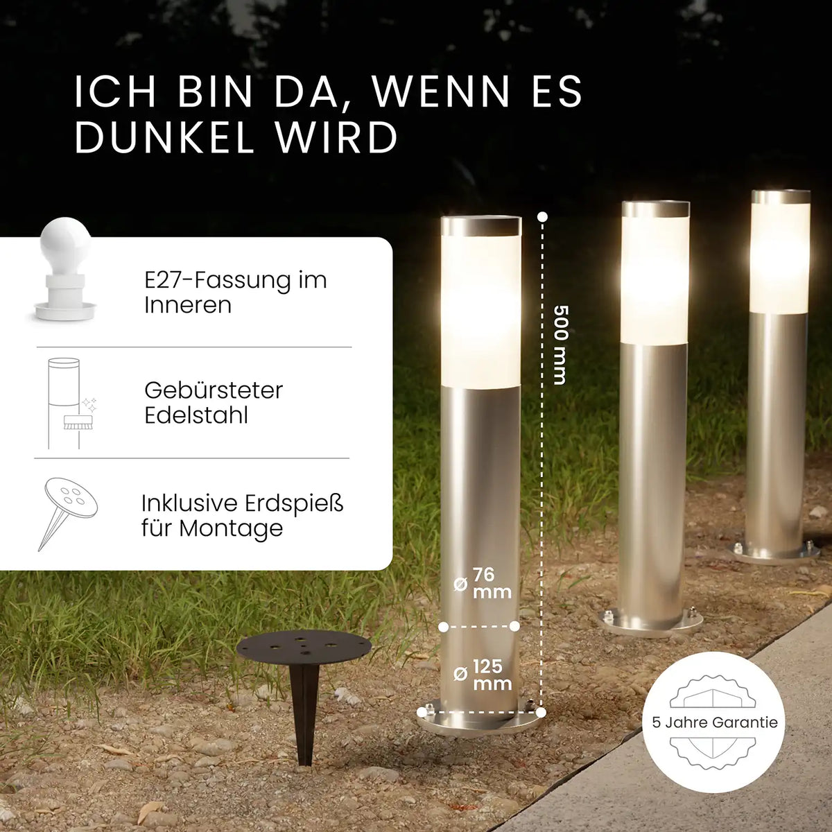 LED Wegeleuchte Modern Schwarz – Gartenleuchte & Pollerleuchte Außenbereich