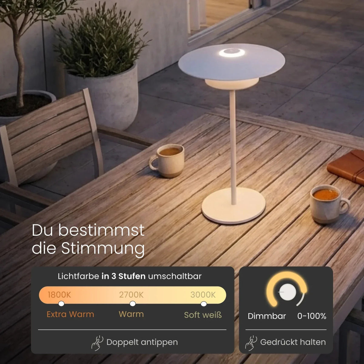 LED Nachttischlampe Dimmbar Touch – Moderne Tischleuchte Schlafzimmer
