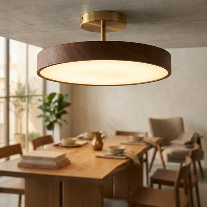 Skandinavische LED Deckenleuchte Holzoptik – Deckenlampe Wohnzimmer Gold