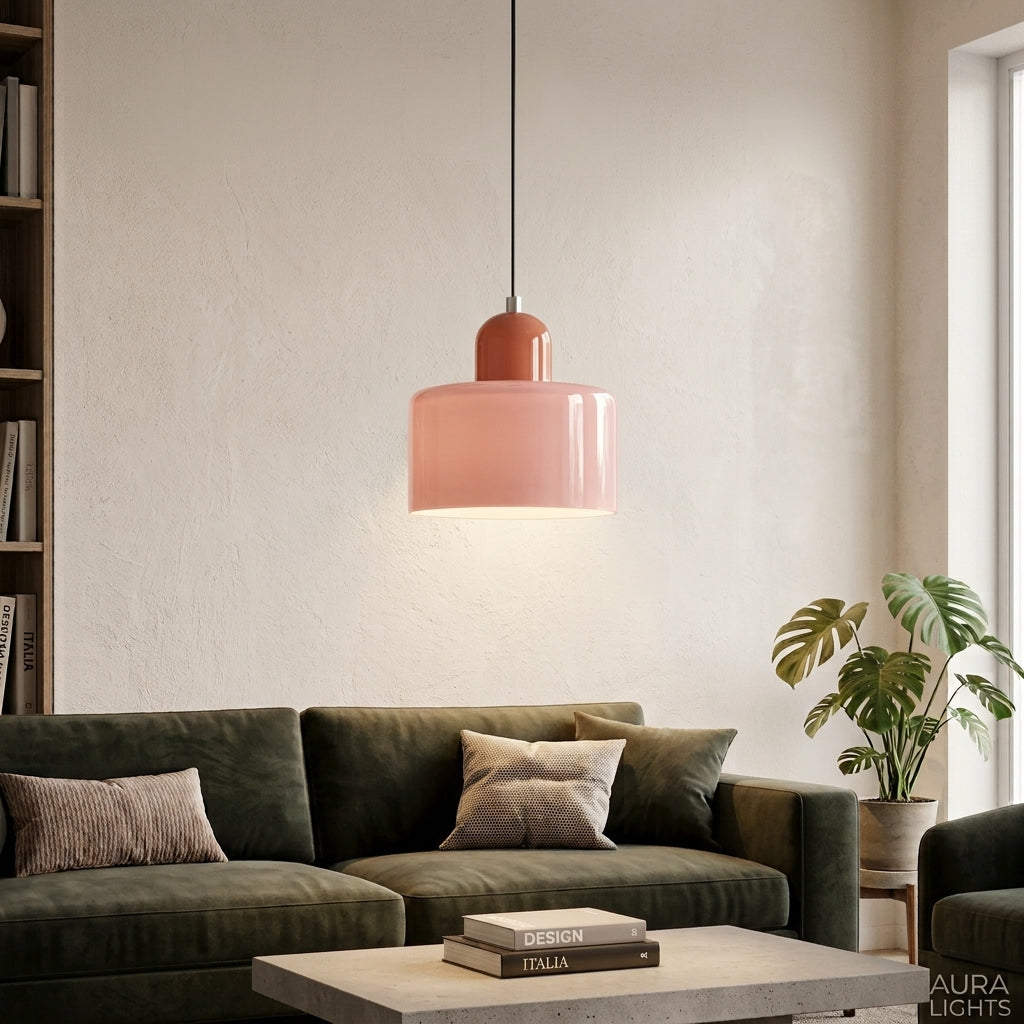 Bauhaus Pendelleuchte Farbglas – Moderne Hängelampe Buntglas