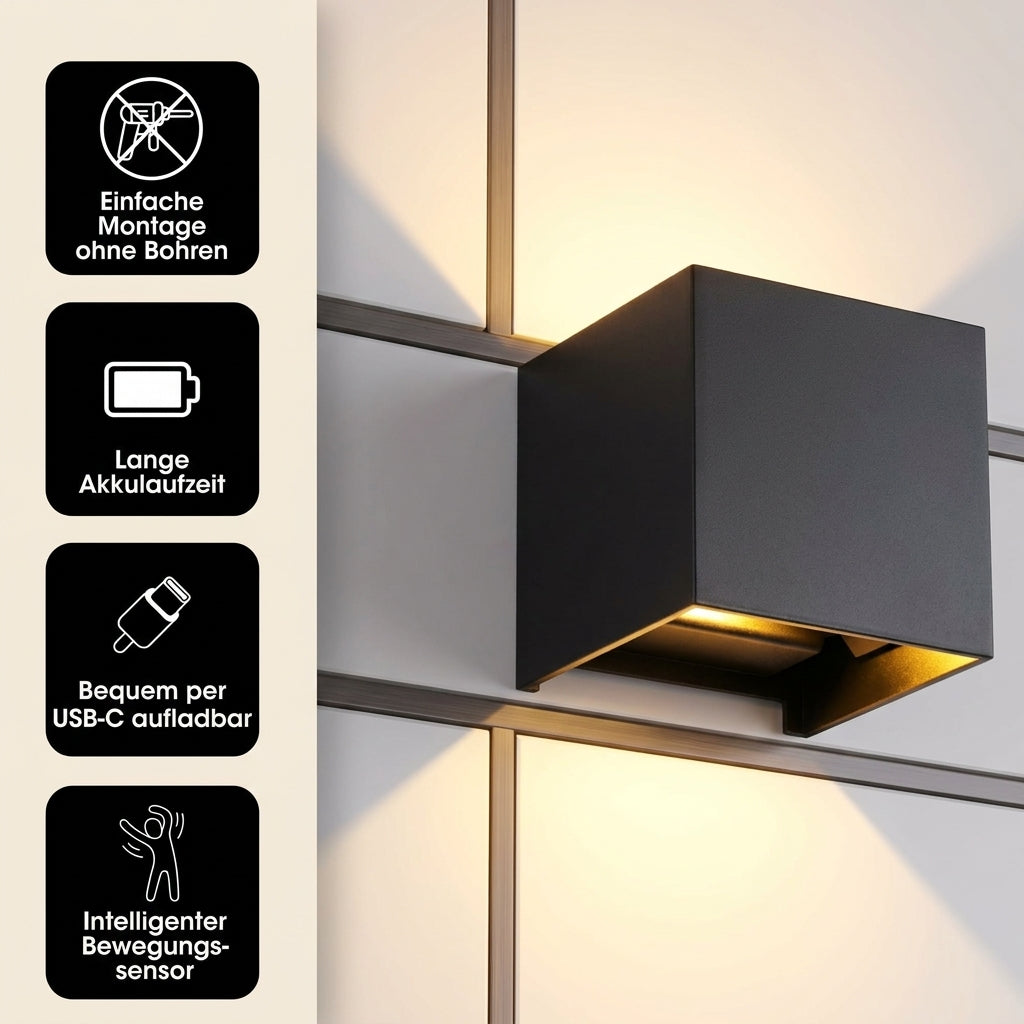 Kabellose LED-Wandleuchte mit Bewegungssensor