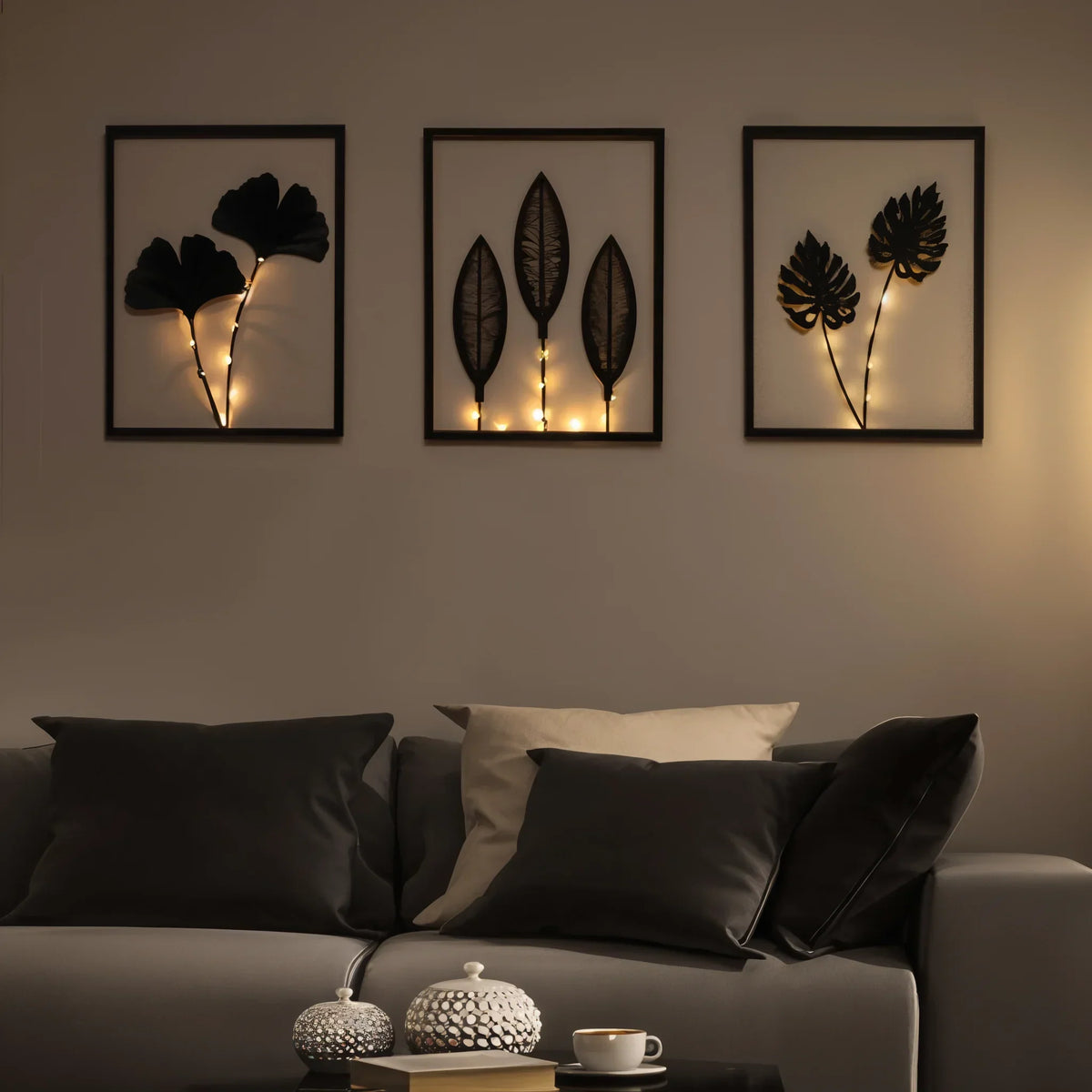 LED Rahmenlampe RGB Farbwechsel – Moderne Wandleuchte & Tischleuchte Blatt Design