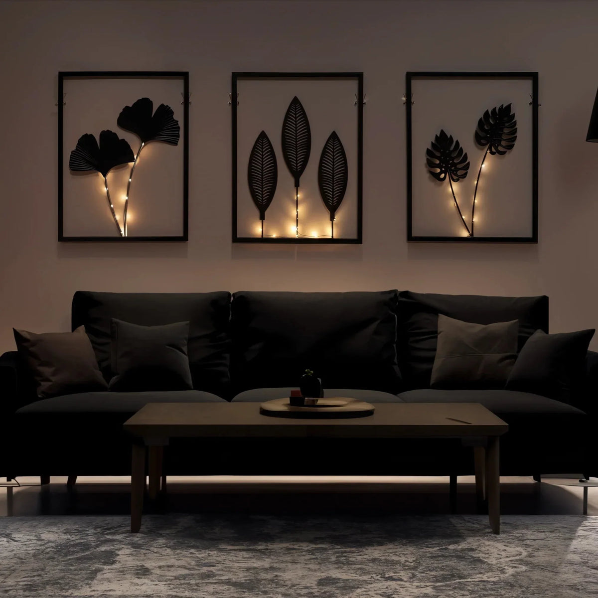 LED Rahmenlampe RGB Farbwechsel – Moderne Wandleuchte & Tischleuchte Blatt Design