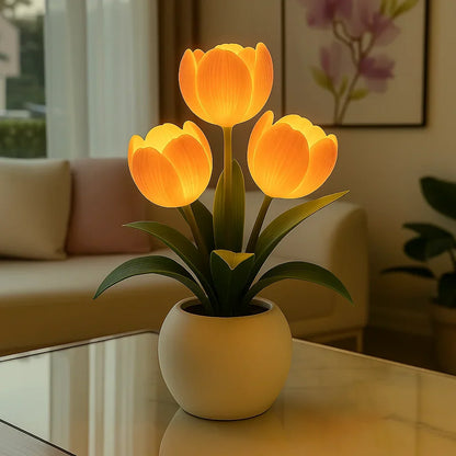 LED Tulpen Lampe Warmweiß – Blumen Tischleuchte Deko Wohnzimmer & Schlafzimmer