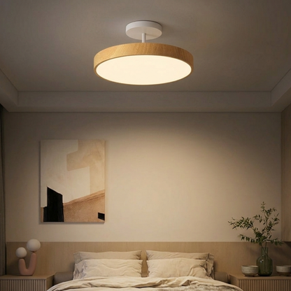 Skandinavische LED Deckenleuchte Holzoptik – Deckenlampe Wohnzimmer Gold