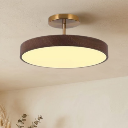 Skandinavische LED Deckenleuchte Holzoptik – Deckenlampe Wohnzimmer Gold