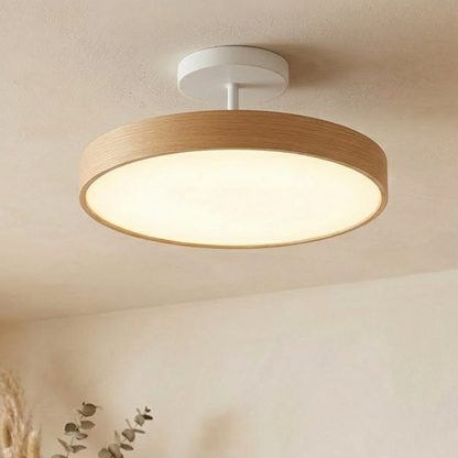 Skandinavische LED Deckenleuchte Holzoptik – Deckenlampe Wohnzimmer Gold