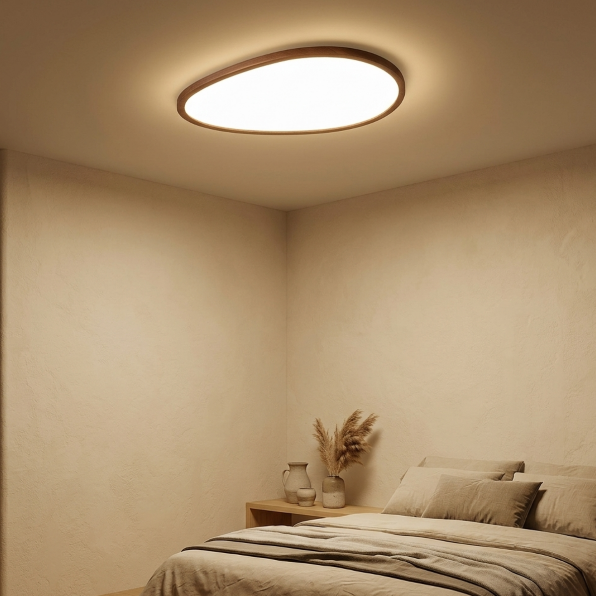 Ultra Dünne LED Deckenleuchte Dunkelholz – Flat Deckenlampe Skandi