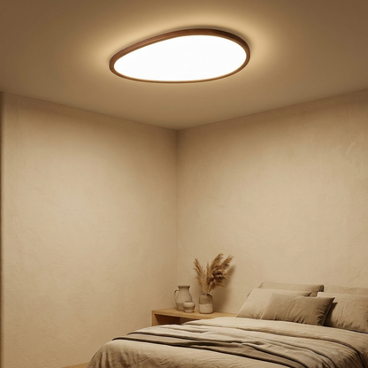 Ultra Dünne LED Deckenleuchte Dunkelholz – Flat Deckenlampe Skandi