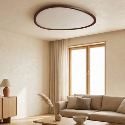 Ultra Dünne LED Deckenleuchte Dunkelholz – Flat Deckenlampe Skandi