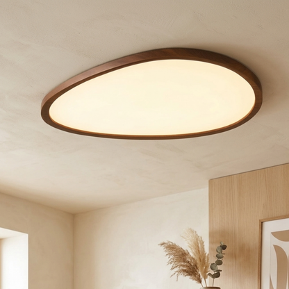 Ultra Dünne LED Deckenleuchte Dunkelholz – Flat Deckenlampe Skandi