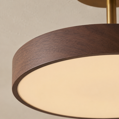Skandinavische LED Deckenleuchte Holzoptik – Deckenlampe Wohnzimmer Gold