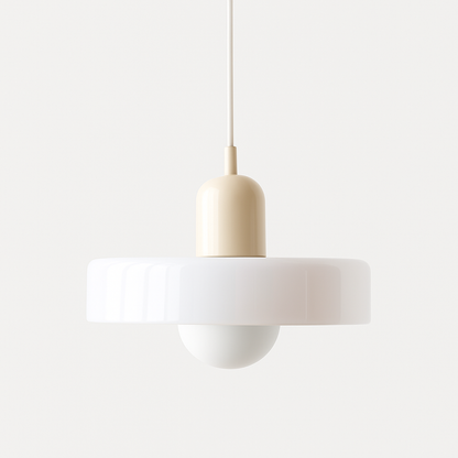 Bauhaus-Pendelleuchte aus farbigem Glas