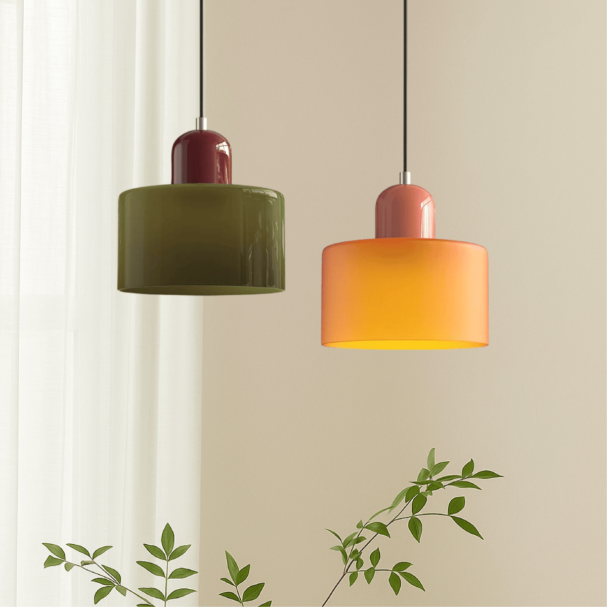 Bauhaus Pendelleuchte Farbglas – Moderne Hängelampe Buntglas