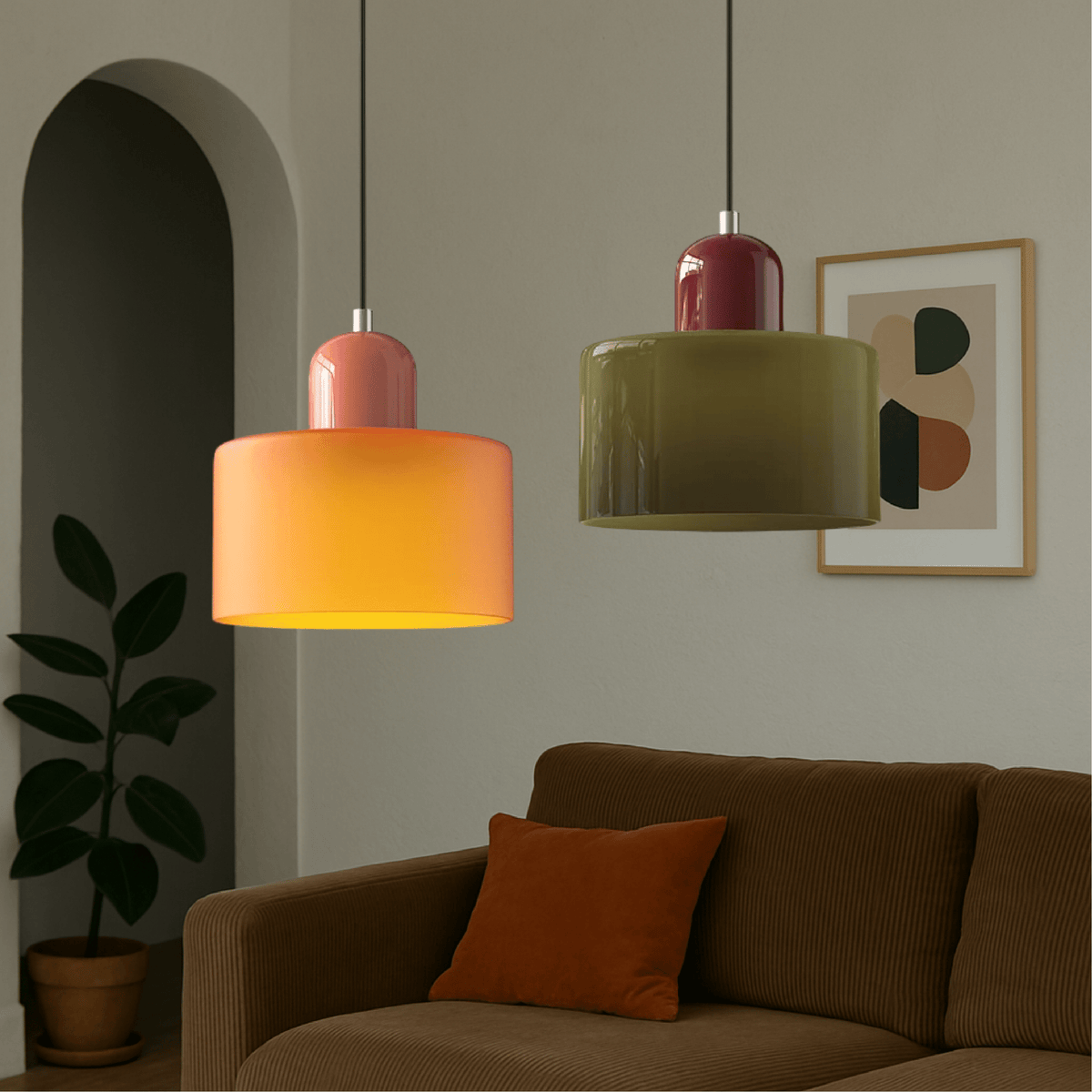 Bauhaus Pendelleuchte Farbglas – Moderne Hängelampe Buntglas